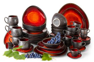 PRIMA, https://konsimo.sk/kolekcie/prima/ Obedy raňajky a kávové súpravy pre 6 osôb (60 ks) červená červená - obrázok