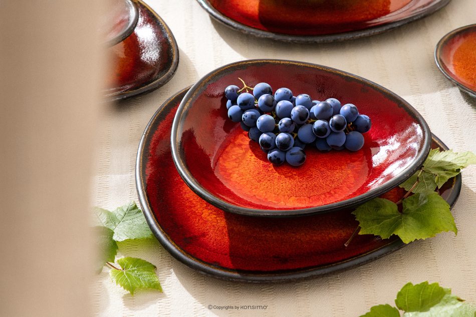 PRIMA Obedy raňajky a kávové súpravy pre 6 osôb (60 ks) červená červená - obrázok 31