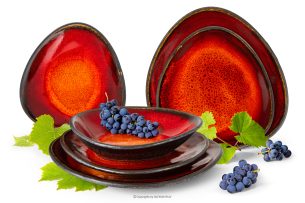 PRIMA, https://konsimo.sk/kolekcie/prima/ Ručne glazovaná súprava na večeru pre 2 osoby (6 ks ) červená červená - obrázok