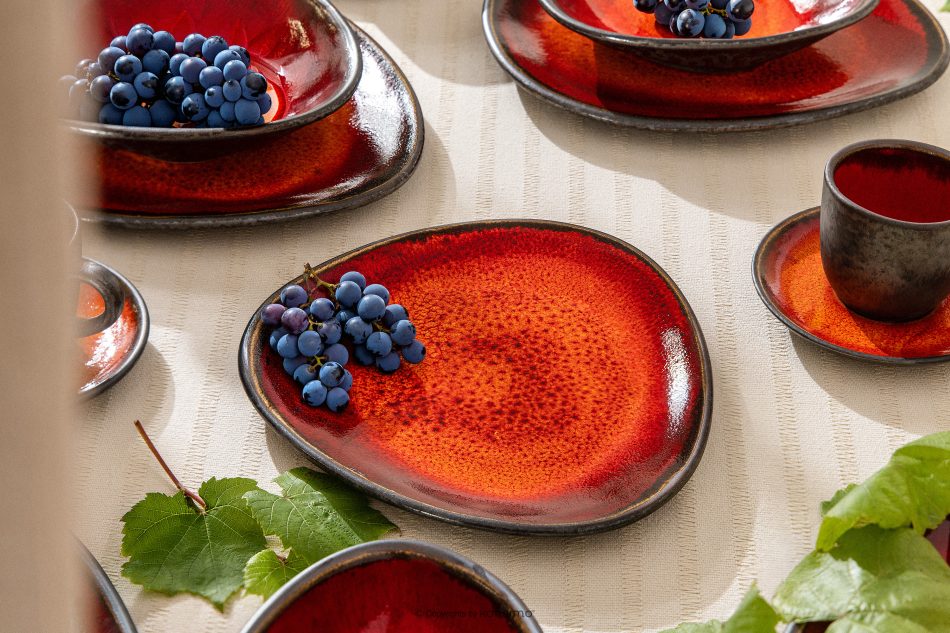 PRIMA Ručne glazovaná súprava na večeru pre 2 osoby (6 ks ) červená červená - obrázok 17