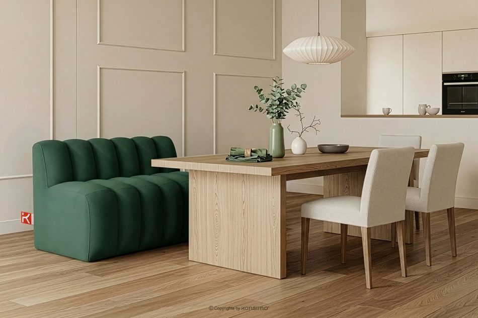 CORDA Čalúnená lavica do jedálne 120 cm tmavozelený velúr tmavo zelená - obrázok 1