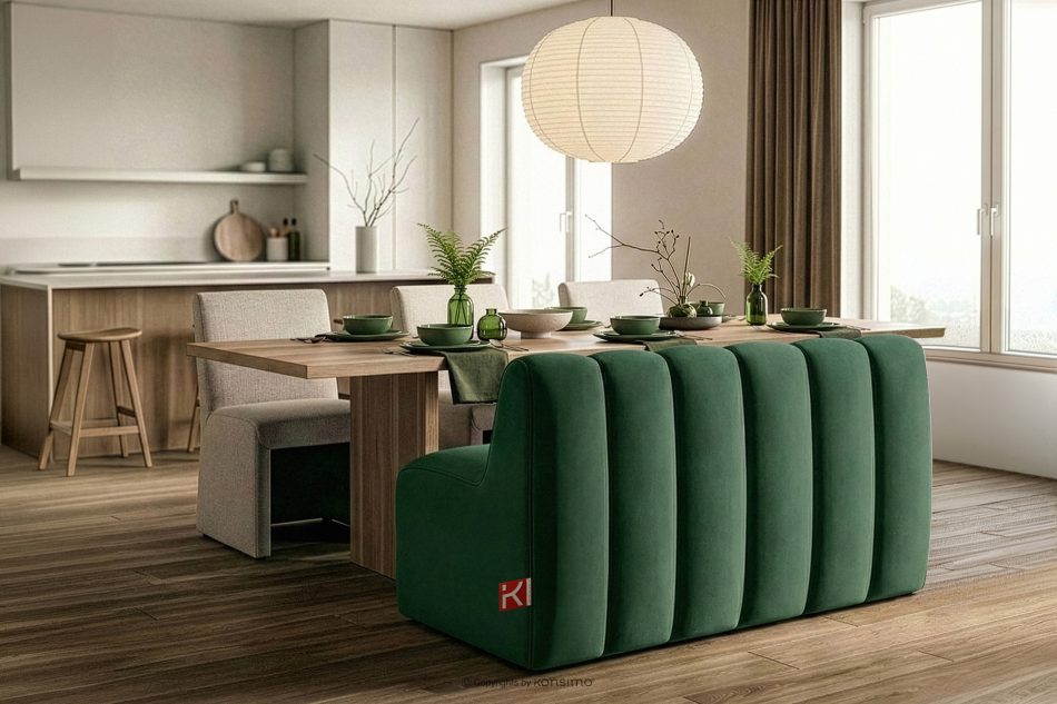 CORDA Čalúnená lavica do jedálne 120 cm tmavozelený velúr tmavo zelená - obrázok 9