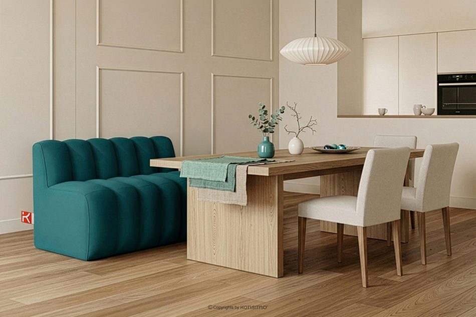 CORDA Čalúnená jedálenská lavica 120 cm morský modrý velúr námornícka modrá - obrázok 1