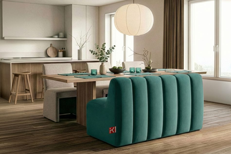 CORDA Čalúnená jedálenská lavica 120 cm morský modrý velúr námornícka modrá - obrázok 9