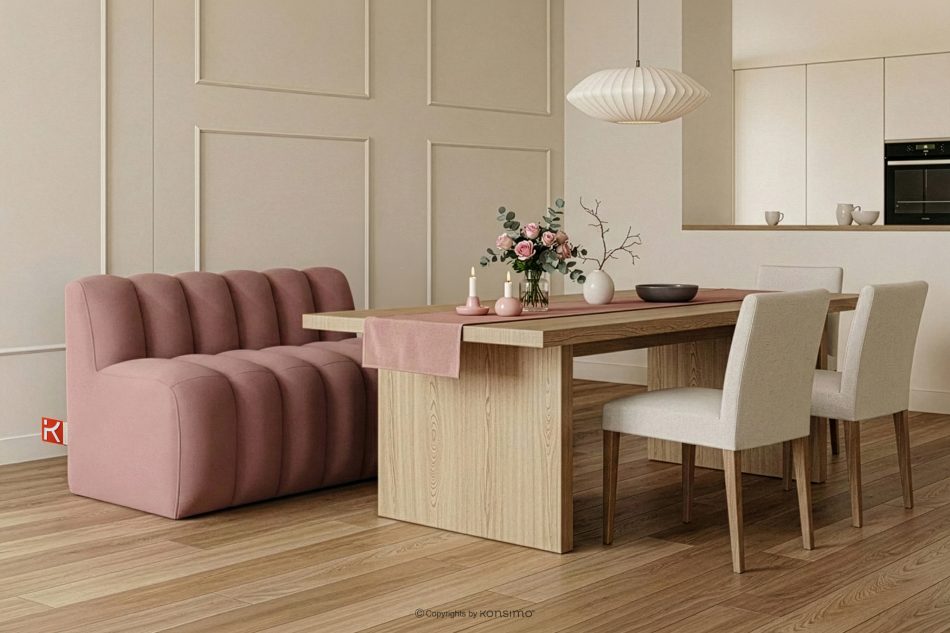 CORDA Čalúnená lavica do jedálne 120 cm ružový velúr ružová - obrázok 1