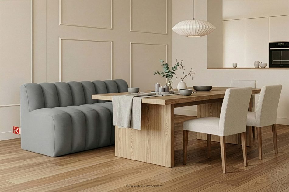 CORDA Čalúnená lavica s operadlom 160 cm svetlosivý velúr svetlo sivá - obrázok 1