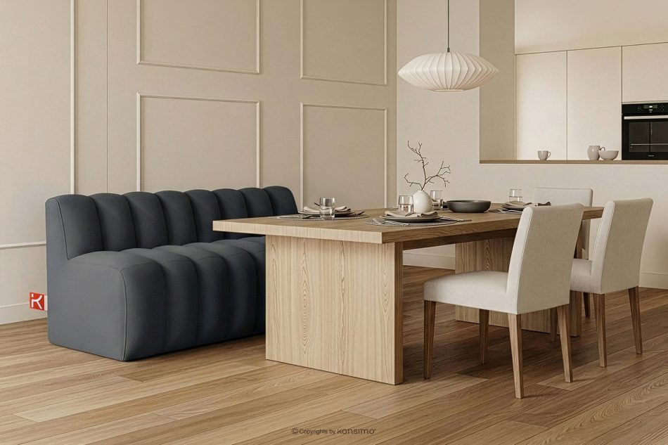 CORDA Čalúnená lavica s operadlom 160 cm tmavosivý velúr tmavo sivá - obrázok 1