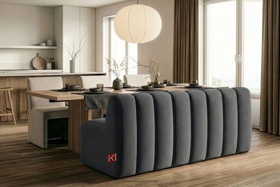 CORDA Čalúnená lavica s operadlom 160 cm tmavosivý velúr tmavo sivá - obrázok 9