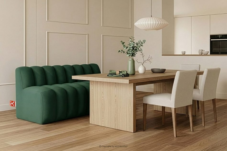 CORDA Čalúnená lavica s operadlom 160 cm tmavozelený velúr tmavo zelená - obrázok 1