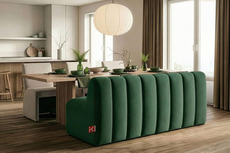 CORDA Čalúnená lavica s operadlom 160 cm tmavozelený velúr tmavo zelená - obrázok 9