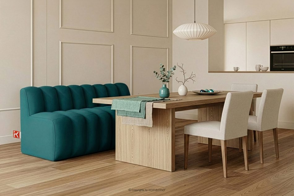 CORDA Čalúnená lavica s operadlom 160 cm morský modrý velúr námornícka modrá - obrázok 1