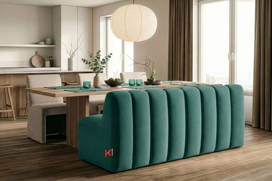 CORDA Čalúnená lavica s operadlom 160 cm morský modrý velúr námornícka modrá - obrázok 9