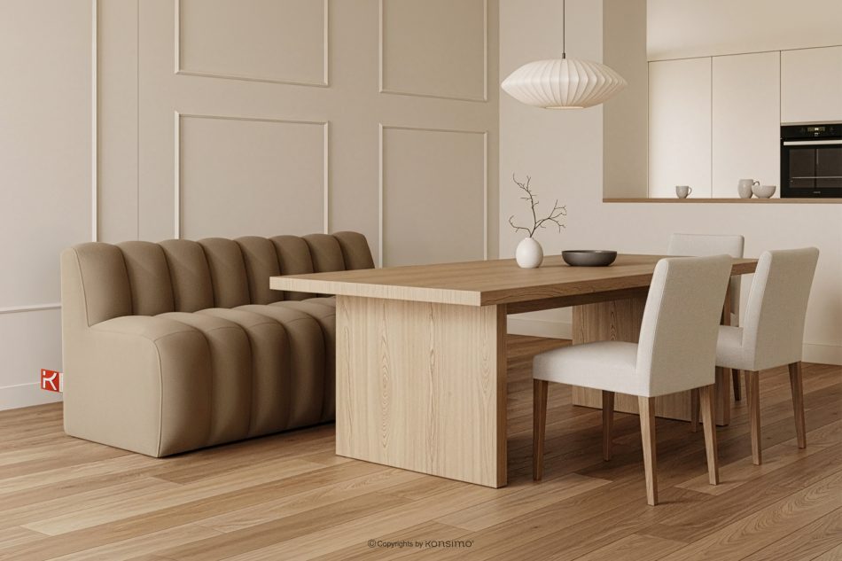 CORDA Čalúnená lavica s operadlom 160 cm béžový velúr béžová - obrázok 1