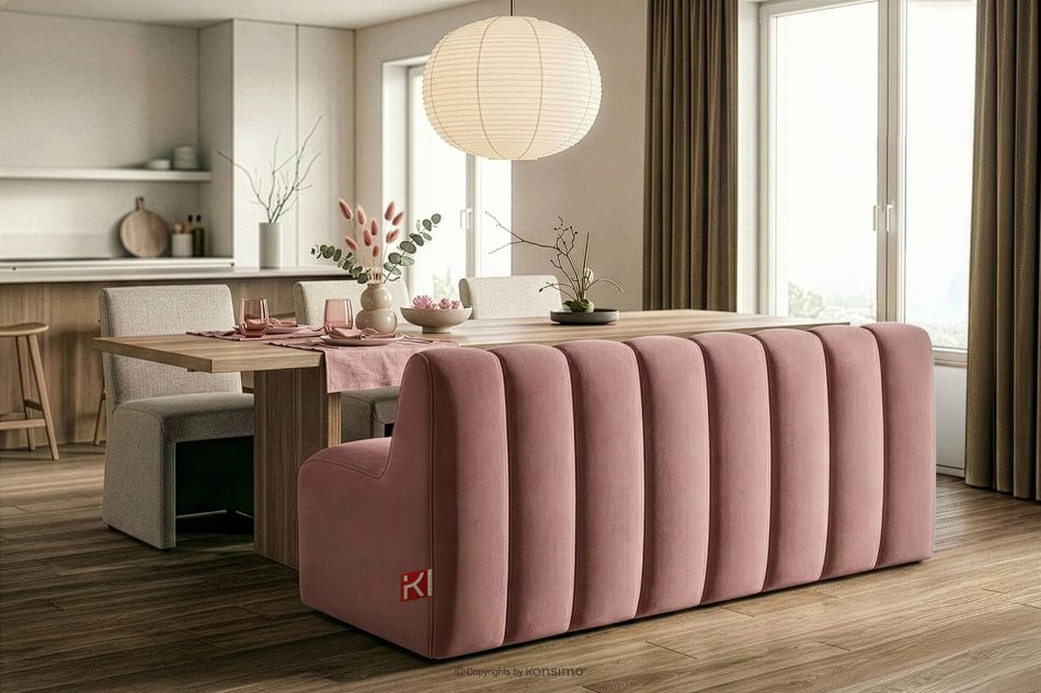 CORDA Čalúnená lavica s operadlom 160 cm ružový velúr ružová - obrázok 9