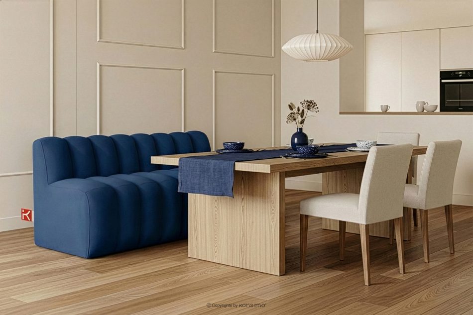 CORDA Čalúnená lavica s operadlom 160 cm tmavomodrý velúr tmavo modrá - obrázok 1