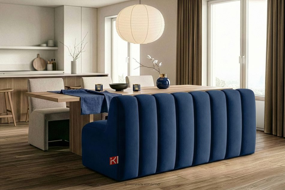 CORDA Čalúnená lavica s operadlom 160 cm tmavomodrý velúr tmavo modrá - obrázok 9