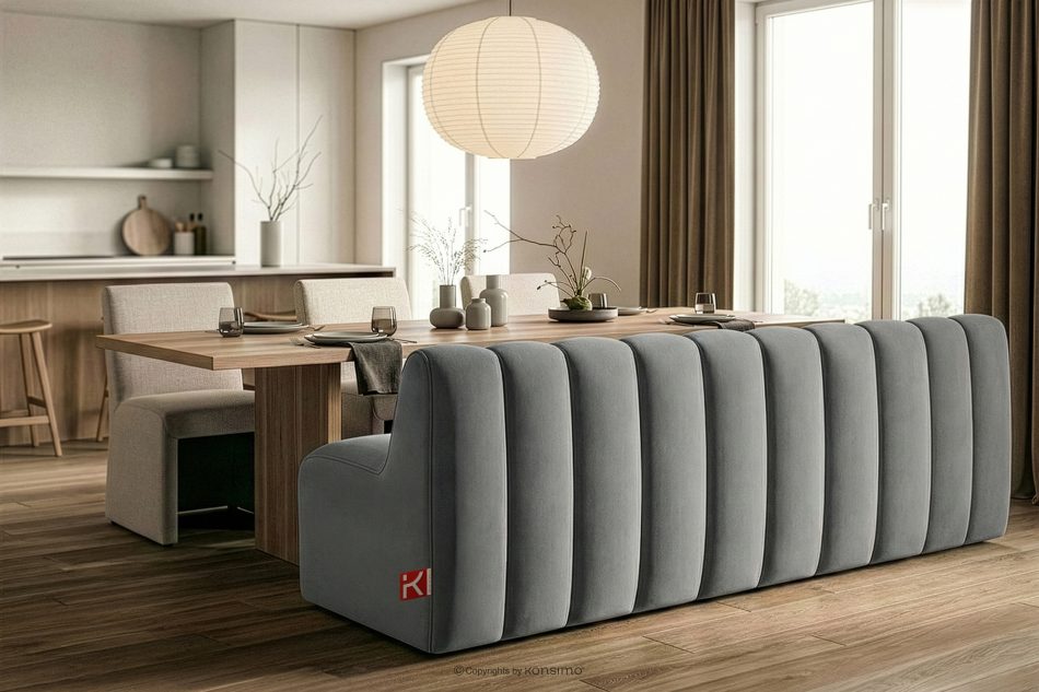 CORDA Čalúnená lavica s operadlom 200 cm svetlosivý velúr svetlo sivá - obrázok 9