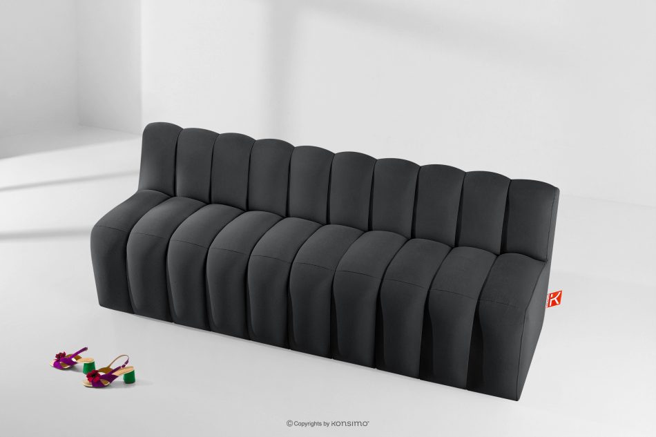 CORDA Čalúnená lavica s operadlom 200 cm tmavosivý velúr tmavo sivá - obrázok 8