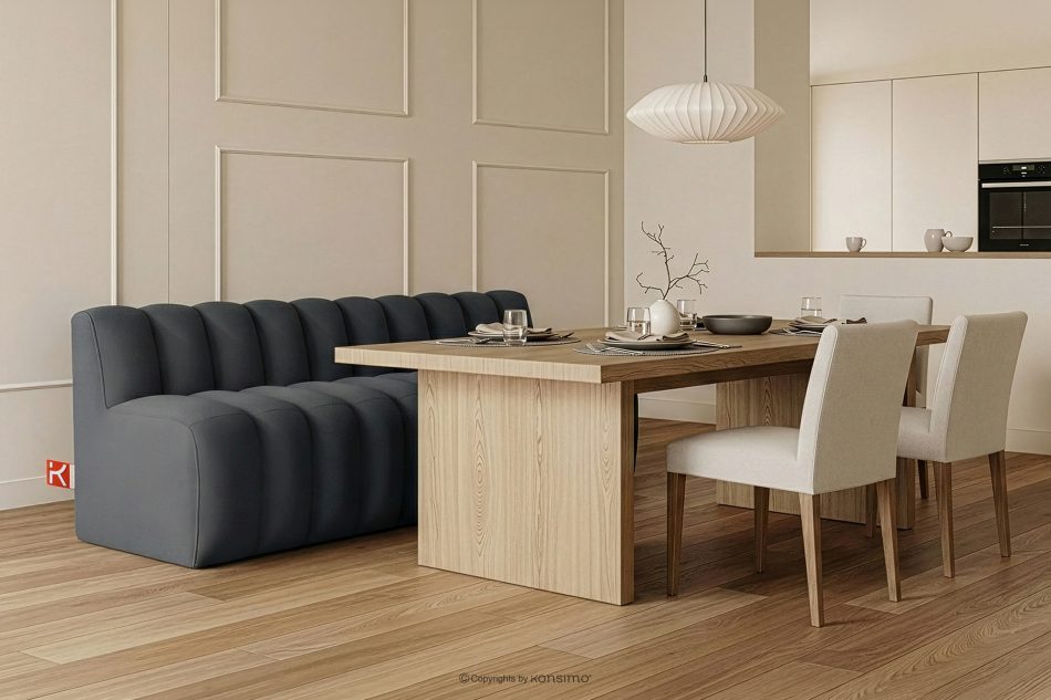 CORDA Čalúnená lavica s operadlom 200 cm tmavosivý velúr tmavo sivá - obrázok 1