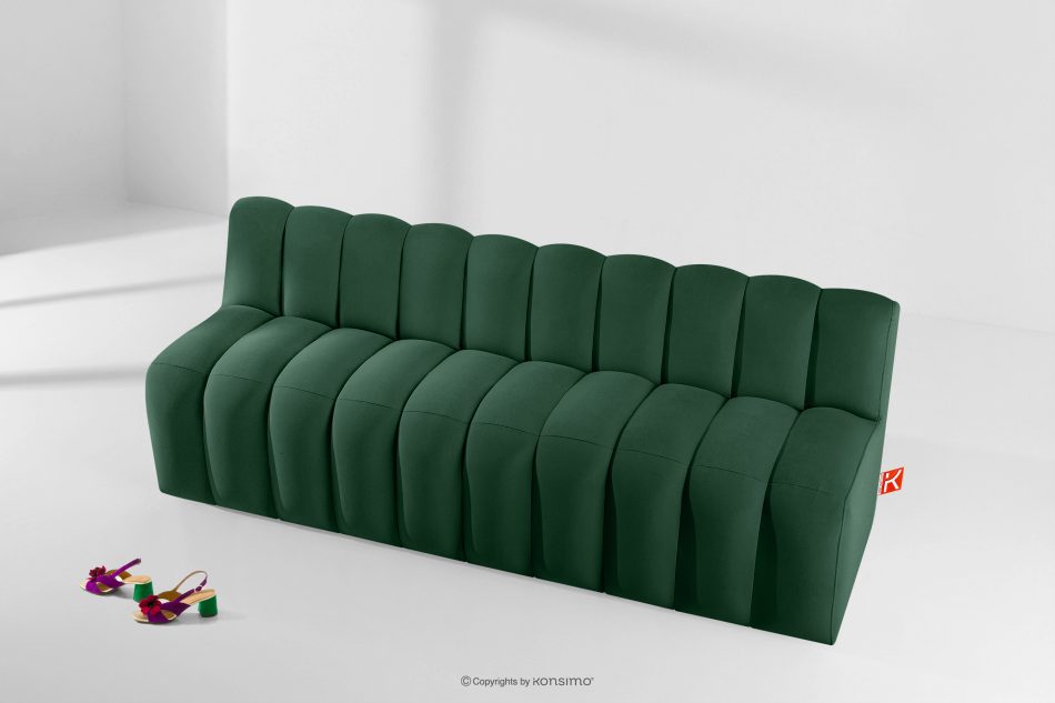 CORDA Čalúnená lavica s operadlom 200 cm tmavozelený velúr tmavo zelená - obrázok 8