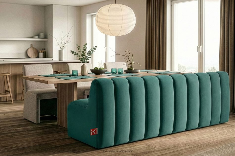 CORDA Čalúnená lavica s operadlom 200 cm tmavomodrý velúr námornícka modrá - obrázok 9