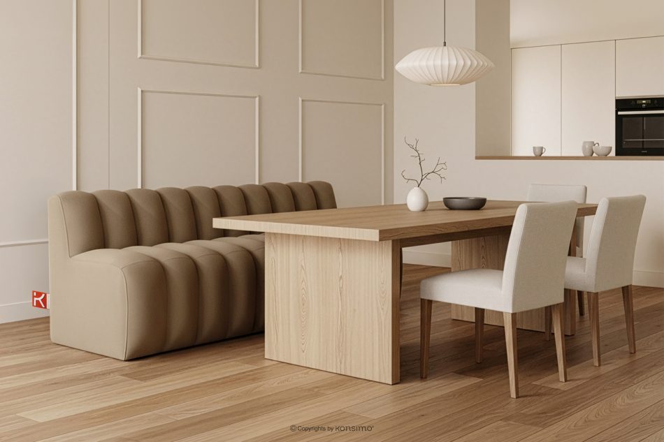 CORDA Čalúnená lavica s operadlom 200 cm béžový velúr béžová - obrázok 1