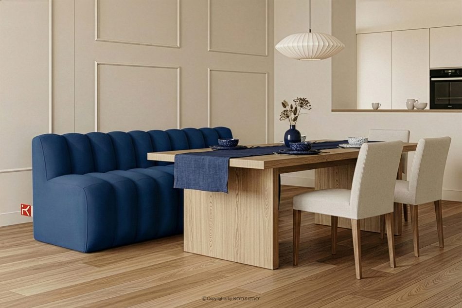 CORDA Čalúnená lavica s operadlom 200 cm tmavomodrý velúr tmavo modrá - obrázok 1